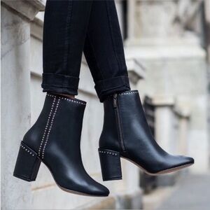 Thursday Boot Co Womens Black Studded Highline Handcrafted Leather Bootie